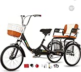 Adult Tricycle Folding Tricycle for Seniors Comfortable seat 3 Wheel Bicycle with Shopping Basket Double Chain 20 Inch Shock Absorber Front Fork for Parents and Children Maximum Load 200kg (Black)