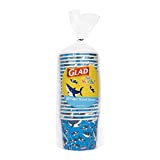Glad Disposable Paper Snack Cups in Shark Design | Snack Cup Paper Bowls for Kids | 12 Oz Paper Bowl Microwavable Soak Proof Snack Cups Disposable Bowls, 20 Count