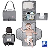 Portable Diaper Changing Pad with Built-in Head Cushion,Newborn Baby Changing Pad with Smart Wipes Pocket,Waterproof Travel Changing Mat Station kit,Baby Diaper Bag Shower Gift for Boys and Girls…