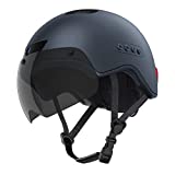 KRACESS Adult Bike Smart Helmet with Driving Recorder and LED Taillight Function for Urban Commuter Detachable Visor Mens/Womens Bike Helmet (Black)