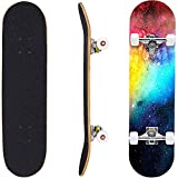 Geelife Pro Complete Skateboards for Beginners Adults Youths Teens Kids Girls Boys 31'x8' Skate Boards 7 Layer Canadian Maple Double Kick Concave Longboards (Nebulae)