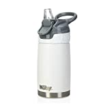 Nuby Thirsty Kids No Spill Flip-It Reflex Stainless Steel Travel Cup, 10 Oz, White