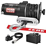 ZEAK 2500 lb. Advanced Off-Road 12V DC ATV/UTV Electric Winch, Synthetic Rope with Mini-Rocker Solenoid Kit