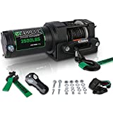 STEGODON New 3500 lb. Load Capacity Electric Winch,12V Synthetic Rope Winch with Wireless Handheld Remote and Wired Handle,Waterproof IP67 Electric Winch with Hawse Fairlead(All Black)