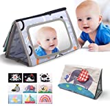 Baby Mirror Toys for Tummy Time,Newborn,Infant 0-3-4-6-12 Months Old Brain Development.Montessori Sensory Crinkle Black and White Book.Boys,Girls Essentials Activity Soft Safe Floor Mirror for Play.
