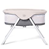 BABY JOY Rocking Bassinet, 2 in 1 Lightweight Travel Cradle w/Detachable & Washable Mattress, Zippered Breathable Mesh Side, Oxford Carry Bag Included, Portable Crib for Newborn Baby (Beige + Gray)