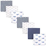 Hudson Baby Unisex Baby Cotton Flannel Receiving Blankets Bundle Blue Whale, One Size