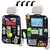 2 Pack Car Seat Organizers and storage, Avsog Car Backseat Organizer with Touch Screen Tablet Holder, 4 Headrest Hooks, Tissue Box, Kick Mats Car Travel Accessories for Kids