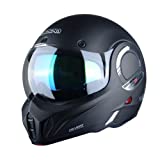 BEON Modular Full Face Helmet DOT Approved, 2-in-1 180° Flip-up Open face Street Bike Helmet, Dual Visors Pilot Style Helmet for Men Adult (S-XXL)