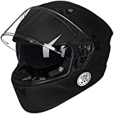 ILM Touch Built-in Bluetooth Integrated Full Face Motorcycle Helmet,Dual Visor Voice Dial/Hands-Free Call Bluetooth Helmet,24-36H Music Play DOT Approved Helmet with Bluetooth 5.0(Matte Black,Large)