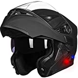 ILM Bluetooth Motorcycle Helmet Modular Flip up Full Face Dual Visor Mp3 Intercom FM Radio DOT Approved Model-902BT (Matte Black, M)