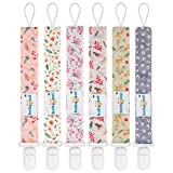 Babygoal Floral Pacifier Clips for Girls, 6 Pack Pacifier Holder Fits for Most Pacifier Styles &Teething Toys and Pacifier Clips for Boys and Girls 6PS21