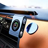 2022 Upgraded Bluetooth 5.3 Car Adapter, 【Stronger Microphone & LED Digital Display】【Noise Canceling】 3.5mm AUX Magnetic Wireless Audio Receiver for Car/Home Stereo, Metal, 22H Battery Life