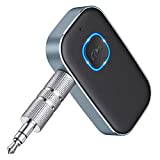 [Upgraded] COMSOON Bluetooth AUX Adapter for Car, Noise Cancelling Bluetooth 5.0 Music Receiver for Home Stereo/Wired Headphones/Hands-Free Calls, 16H Battery Life, Dual Connect (Black+Gray)