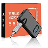 Upgraded Bluetooth Receiver for Car with Qulacomm CSR, Bluetooth Car Adapter,Bluetooth Audio Receiver 3.5mm Aux,Handsfree Calls,Siri, Dual Connection, for Car/Home Stereo, Headphones, Speakers (black)