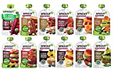 Sprout Organic Baby Food, Stage 2 Pouches, 12 Flavor Fruit Veggie & Grain Variety Sampler, 3.5 Oz Purees (Pack of 12)