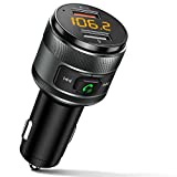Bluetooth FM Transmitter for Car, 5.0 Wireless Bluetooth FM Radio Adapter Music Player /Car Kit and 2 USB Ports Charger Support USB Drive