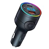 Bluetooth FM Transmitter for Car, PD 20W & QC3.0 Wireless Bluetooth FM Radio Adapter Music Player /Car Kit for Quick Charge, Hands-Free Calls, Hi-Fi Music, Siri Google Assistant, RGB Backlit, Aux Out