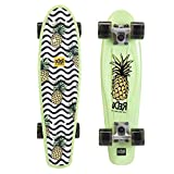 ReDo Skateboard 22.5' x 6' Retro Poly Wavy Pineapple Cruiser Complete Skateboard for Boys Girls Kids Teens