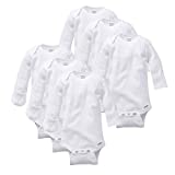 Gerber baby girls 3-pack Or 6-pack Long-sleeve Mitten-cuff Onesies infant and toddler bodysuits, White 6 Pack, Newborn US