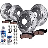 Detroit Axle - Front & Rear Drilled & Slotted Rotors + Ceramic Brake Pads Replacement for Traverse Enclave Acadia Outlook - 10pc Set