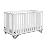Storkcraft Santa Monica 5-in-1 Convertible Crib (White with Pebble Gray) – GREENGUARD Gold Certified, Modern Design, Two-Tone Baby Crib, Converts to Toddler Bed, Daybed and Full-Size Bed