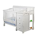 Dream On Me Jayden 4-in-1 Mini Convertible Crib And Changer in White, Greenguard Gold Certified, 56.75x29x41 Inch (Pack of 1)