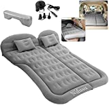 Nifusu SUV Air Mattress, Inflatable Thickened Car Mattress Backseat Fit for 2 People, Double-Sided Flocking Air Bed with Car Air Pump, Portable Sleeping Pad for Road Trip Camping, Outdoor Travel Grey