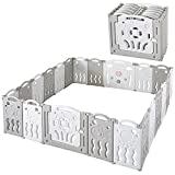 Albott Baby Playpen 22 Panel Baby playpen Folding Play Pen Kids Activity Center Safety Play Yard Home Adjustable Shape, Portable Design for Indoor Outdoor Use (Grey+White, 22 Panel)
