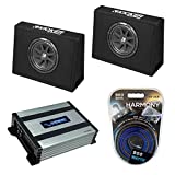 Kicker Bundle Compatible with Universal Truck (2) 43CT104 Car Audio Single 10' Loaded Sub Box Enclosure with Harmony HA-A400.1 Amplifier and Amp Wiring Kit