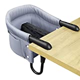 GINSER Hook On Chair, Clip On High Chair for Babies and Toddlers, Washable Fast Table Chair for Home and Travel, Grey…