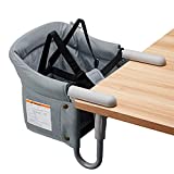 VEEYOO Hook On High Chair - Compact Fold Clip On High Chair for Baby Toddler, Machine Washable Portable High Chair for Travel or Restaurants (Grey)