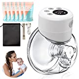 Electric Wearable Breast Pump,Hands Free Breast Pump, 2 Modes & 9 Levels of Suction, Rechargeable Breast Pump with LCD Display, Low Noise&Painless, Protable Adjustment Breastpump(24mm Flange)