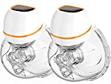 Breast Pump Portable Wireless Wearable Breast Pump with Touchscreen LCD Display, Rechargeable Hands Free Breast Pump Electric with 3 Modes & 9 Levels (2 Pack)