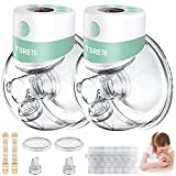 TSRETE Breast Pump, Double Wearable Breast Pump, Electric Hands-Free Breast Pumps with 2 Modes, 9 Levels, LCD Display, Memory Function Rechargeable with Massage and Pumping Mode 24mm Flange-Green