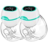 Aidmom Double Hands Free Breast Pump Electric Wearable Breast Pump Portable , 3 Modes&9 Level Touch HD Display Comes with 19mm /21mm/ 24mm/ 28mm Flanges