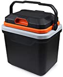 AooDen Electric Car cooler and Warmer, 26 Quart Capacity, Thermoelectric Iceless Cooler for Travel, Camping, Vehicles, Truck, Home - 12V/24V DC and 120V AC (Black & Orange)