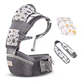 Baby Carrier Newborn to Toddler, Mumgaroo Ergonomic 6-in-1 Baby Carrier with Hip Seat Complete All Seasons, Adjustable & Removable Baby Holder Backpack with Baby Hood 0-36 Months (Grey)
