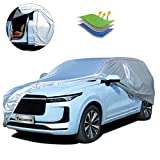Tecoom Hard Shell Breathable Material Door Shape Zipper Design Waterproof UV-Proof Windproof Car Cover for All Weather Indoor Outdoor Fit 170-190 Inches SUV