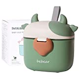 Bebamour Baby Formula Dispenser Portable Travel Milk Powder Formula Container Candy Fruit Snack Storage Container with Scoop and Leveller, BPA Free, 450 ML (Green)