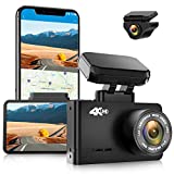 WOLFBOX 4K Dash Cam Built-in WiFi GPS Dashboard Camera Front 4K/2.5K and Rear 1080P Dual Car Recorder with Sony Sensor, Mini Security DashCam with 2.45' LCD, 170° Wide Angle, Support 128GB Max