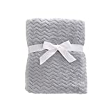 CREVENT 30''X40'' Cozy Fluffy Warm Fleece Baby Crib Blanket for Unisex Infant Toddler Crib Cot Stroller (Wave Grey)