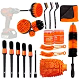 MateAuto Car Detailing Brush Set,20PCS Drill Brush Set,Car Interior Detailing Kit & Car Wash Kit with Boar Hair Detail Brush and Cleaning Gel for Wheel,Dashboard,Air Vent,Leather and Exterior