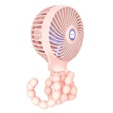 Mini Handheld Stroller Fan, TRELC Personal Portable Baby Fan with Flexible Tripod, 2022 Upgraded Version, Gift for Children, Rechargeable Fan for Office Room Car Traveling BBQ Gym Fan (Pink)