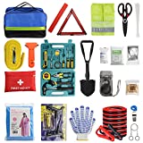 ROADGIVE Car Roadside Emergency Kit Auto Vehicle Truck Safety Road Side Assistance Kits with Jumper Cables, Winter Car Kit for Women and Men,First Aid Kit, Tow Rope, Reflective Warning Triangle, etc