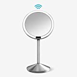 simplehuman 5' Round Rechargeable Mini Travel Sensor Makeup Mirror, 10x Magnification, Brushed Stainless Steel