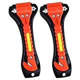 Upgraded Car Escape Tool, Window Breaker and Seat Belt Cutter Emergency Escape Tool for Car Accidents and First Responders, Premium Carbon Steel Safety Hammer with Reflective Strip