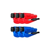 RESQME Family Pack of 6, The Original Emergency Keychain Car Escape Tool, 2-in-1 Seatbelt Cutter and Window Breaker, Made in USA, Red, Blue