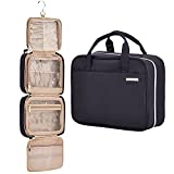 BELALIFE Large Hanging Travel Toiletry Bag for Women, Makeup Brush Holder with Hook, Toiletry Organizer Case for Toiletries Accessories, Black