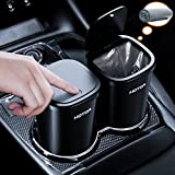 HOTOR 2 Packs Car Trash Can, Car Trash Cup with 30 Additional Car Trash Bags for Exclusive Using, Multipurpose Trash Can for Car, Office & Home to Meet Various Needs